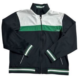 Vintage Quiksilver Track Jacket Mens M/L Black Multicolor Full Zip Pockets